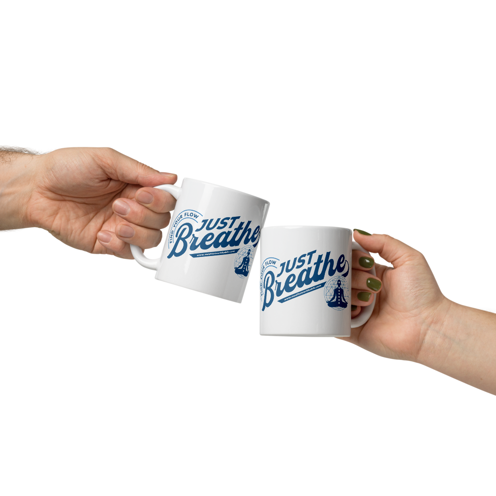 Just Breathe, Find Your Flow - White Glossy Mug