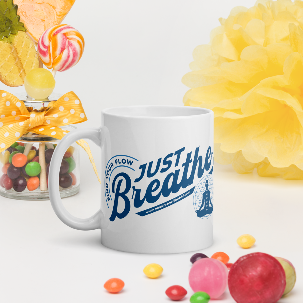 Just Breathe, Find Your Flow - White Glossy Mug