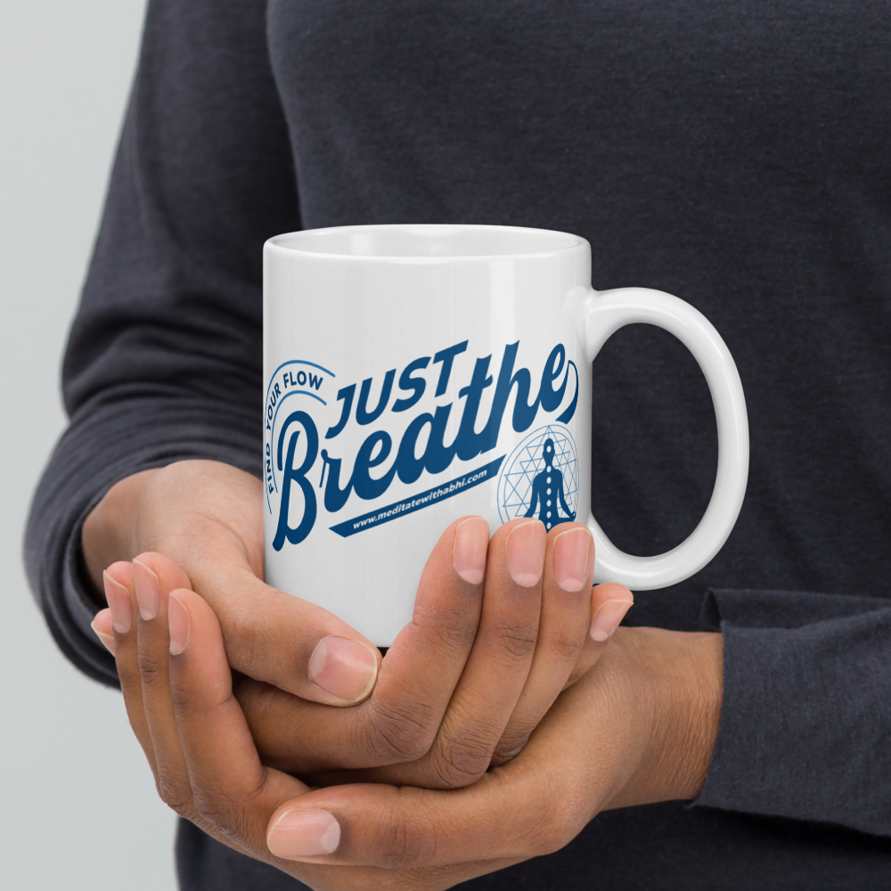 Just Breathe, Find Your Flow - White Glossy Mug