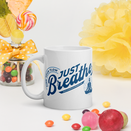 Just Breathe, Find Your Flow - White Glossy Mug