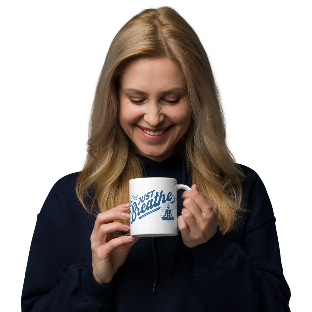Just Breathe, Find Your Flow - White Glossy Mug
